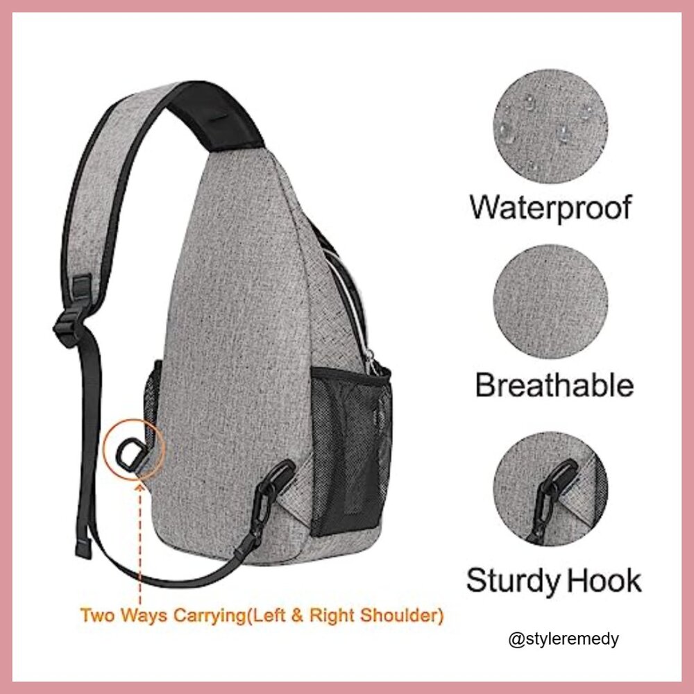 Polyester Sling Backpack, Multipurpose Crossbody … - image 5